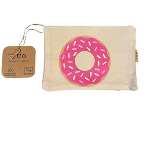 Eco Zipper Pouch Stylish Pink Donut Printed  Organizer Cosmetic Small Makeup